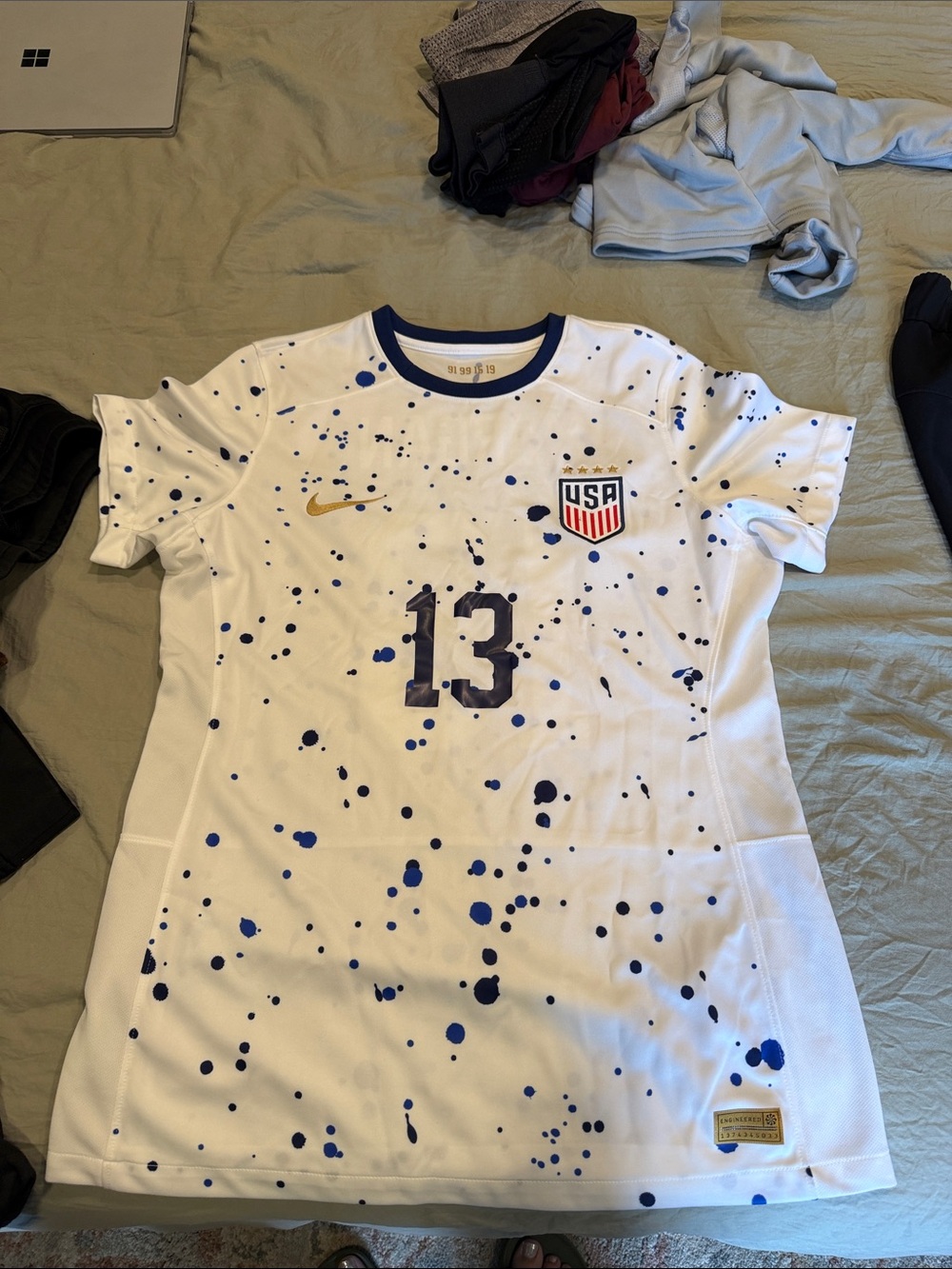 Nike White & Blue USA Soccer Jersey with #13